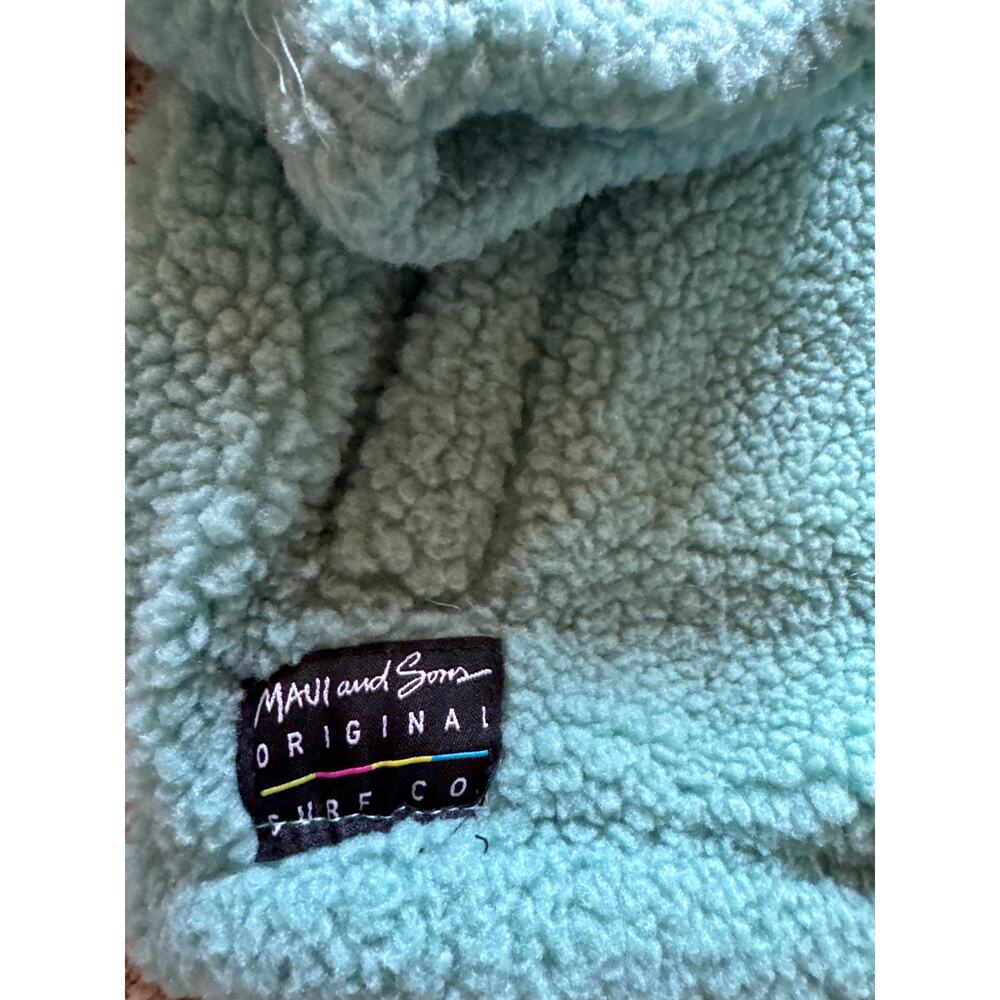Maui and Sons Original Deep Pile Sherpa Turquoise Blue M Full Zip Hoodie Jacket - Picture 4 of 9